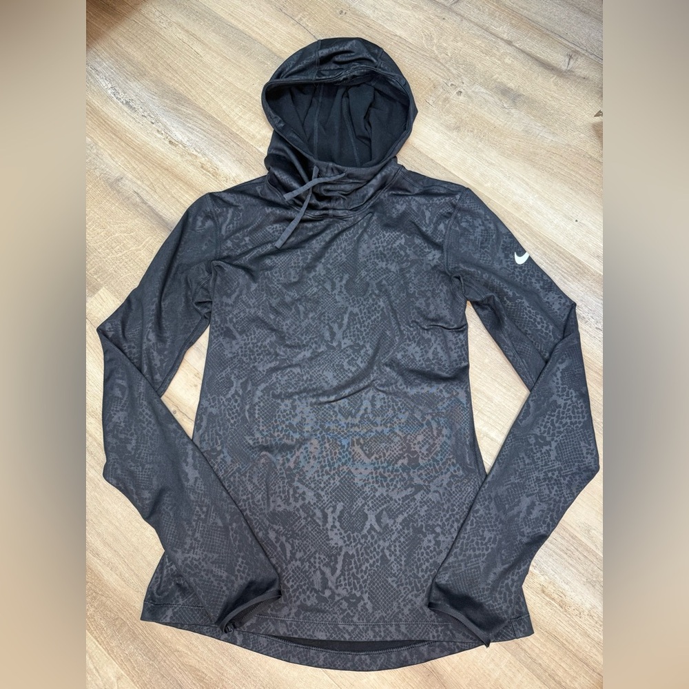 Black Nike Pro Dri Fit Athletic Long Sleeve Shirt with Hood